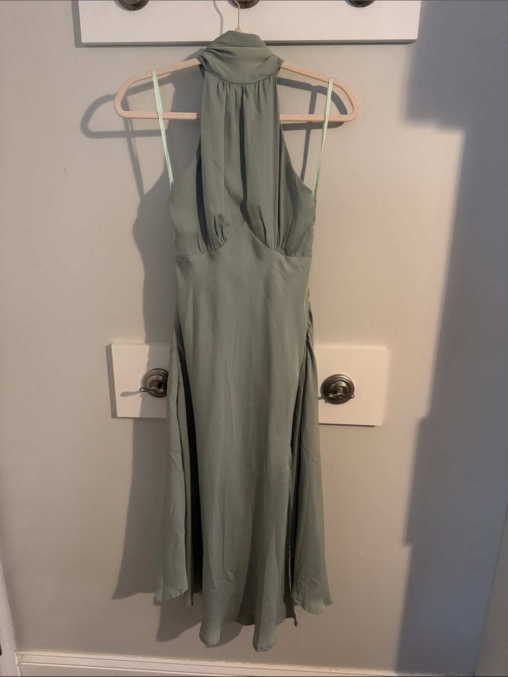 NWT Sage Green Halter Midi Dress - Picture 3 of 5